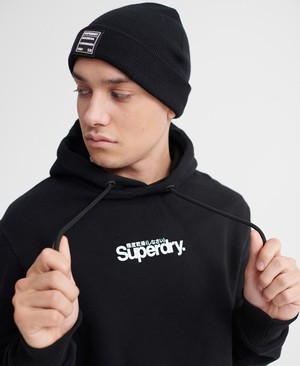 Superdry Core Logo Essential Férfi Kapucnis Pulóver Fekete | ZDPMH4869